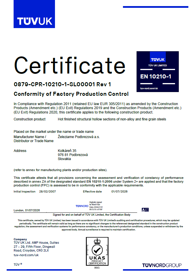 TÜV NORD – UKCA BS EN 10210